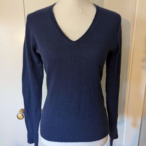 Navy Blue V-Neck Women's Sweater